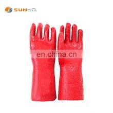 Sunnyhope Red Rubber PVC Dipping Gloves, Long Cuff PVC Coated Work Gloves Safety,heavy Duty Gloves thumbnail-2