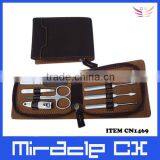 Black Zipper Manicure Set in Leather Pouch