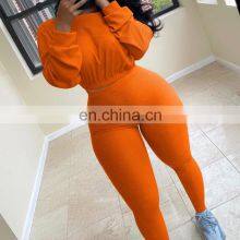 Customized Long Sleeve Clothes Ladies Fitness Sportswear Spring Autumn Winter Fashion Clothing Two Pieces 2 Piece Jogging Pants thumbnail-2