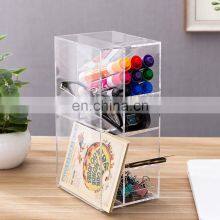 Clear Acrylic Office Desktop Letter Mail Sorter Pen Holder 4 Tiers Pen Organizer thumbnail-4