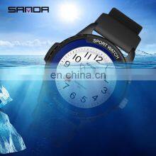Sanda 6018 Casual Men Brand Quartz Wrist Watches Aanlog Luminous Resin Strap Water Resistant Fashion Men Hand Watch thumbnail-3