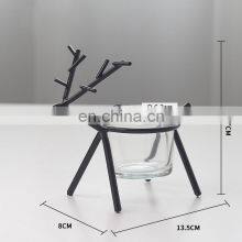 Fawn Bulk Black Gold Geometric Wedding Metal Glass Home Decor Candles Holder thumbnail-4