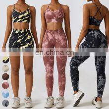 Wholesale Clothing 2 Piece Suit Quick Dry Butt Lift Camouflage Sport Bra Leggings Gym Fitness Sets Seamless Yoga Set For Women thumbnail-1