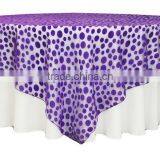 Purple Wholesale 90" Organza Embroidered Flocking Wedding Table Overlay thumbnail-1