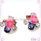 Wholesale Woman Fashion Crystal Earring Flower Diamond Stud Earrings thumbnail-1