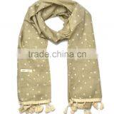 Hot Selling Star Printed Tassel Lace Brim Sewed Boys Girls Kids Linen Cotton Scarf thumbnail-6