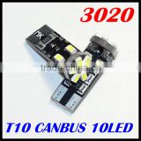Canbus T10 10smd 3020 LED car Light Canbus W5W 194 1206 SMD Error Free White Light Bulbs