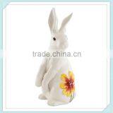 Sitting up White Ceramic Easter Rabbit Figurines thumbnail-1
