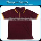 Maroon Men Polo T-Shirt with Yellow line Collar