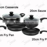 6Pcs Pressed Aluminum Cookware Set/Non-stick Cookware Sets With Black Bakelite Handle thumbnail-2