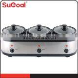 Electric Panel SS Body 3 in Line Industrial Slow Cooker thumbnail-1