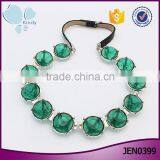 Trending Lady Jewelry Fancy Leather Chain Green Crystal Necklace thumbnail-1