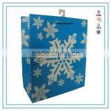 Handbags Wholesale China Blue Snowflake Printing Unique Paper Bag thumbnail-3