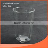 450ml clear double wall glass cup of high quality