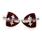 Custom Round Stainless Steel Wood Keyhole Cufflinks With Logo thumbnail-6