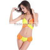 Women Bandeau Bandage Contrast-color Bikini Push-up Gather Swimsuit Bathing Suit thumbnail-6