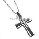 Blue 316L Stainless Steel Jesus Pendant Titanium Cross Pendant for Men thumbnail-5