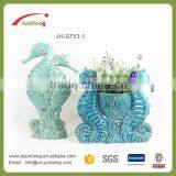 Home & Garden Glazed Blue Ceramic Outdoor Pots, Seahorse Fountain Decor thumbnail-1