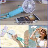 2016 trending products shenzhen aluminum mobile extension electric selfie stick with powerbank fan and light