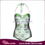 2015 Designer Sexy Lace Women Swimwear Colorful Green Coco Siamese Bikini Casual Girls Swimming Wear Wholesale thumbnail-1