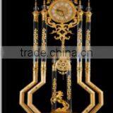 French Emperial 24K Gold Plated Floor Clock/Grandfather Clock, Bronze Gold Gilt Decoration Clock thumbnail-5