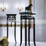Neo-classical Contemporary Square Gold Leaf and Crystal Decorated Flower Stand