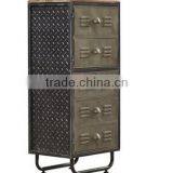 Industrial Metal Frame Wood Top Bookcase With Fluted Doors thumbnail-2