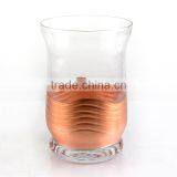 High Quality Glass Hurricane and Glass Candle Holder With Cooper thumbnail-2