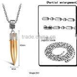 Top Quality Silver Black Gold 42*9mm Men's Bullet Stainless Steel Pendant Necklace thumbnail-4