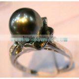 Fashion Seed 18K Gold Best Quality Black Tahitian Perfect Pearl Ring for Girls thumbnail-2