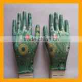 Polyester Printing Transparent Nitrile Palm Coated Garden Working Gloves thumbnail-1