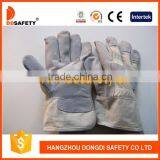 Cow Split Leather Safety Glove With Full Palm White Cotton Back thumbnail-1