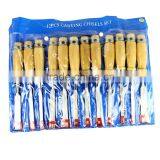 12 Piece Wood Carving Hand Chisel Tool Set Professional Woodworking Gouges Steel thumbnail-6