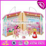 2017 New Products Customized Pink Wooden Girls Dolls House W06A171 thumbnail-5