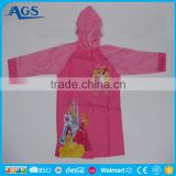 Breathable Princess series girl pink plastic raincoat