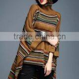 2016 New Fashion Korean Style Mid Long High Collar Women Stripe Batwing-sleeved Pullover Sweater thumbnail-5