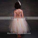 Girls Flower Dress Princess Party Pageant Formal Dress Crossed Back Sleeveless Lace Tulle Dress 4-9Y thumbnail-2