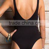 Ladies Black and Side Braid One-piece Swimwear thumbnail-2