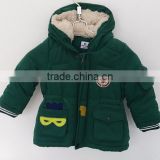 2016 baby boys green ''flying coat'' faux fur inner padded coat for winter