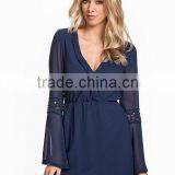 Whoelsale Custom Fashion Lace Boarder Dress For Women Designer One Piece Party V-neck Front Casual Dress thumbnail-5