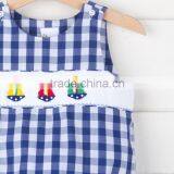 Infant Toddler Baby Boys Sleeveless Smocked Boat Rompers Summer Newborn Baby Clothes thumbnail-2