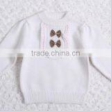 Korean Style Bowknot Decorated Pullover Sweater Girl Cotton Knitting Clothing thumbnail-2