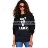 Wholesale Garments Boyfriend Terry Without Hood O-neck Comfortable Printed Plain Dyed for Women Sweatshirt Made in China thumbnail-1