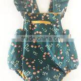 Green Twill Fabric Flora Romper High End Infant Toddlers Clothing Baby Romper thumbnail-1