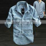 2016 Foreign Trade Cotton Men Long Sleeves Linen Shirt thumbnail-1