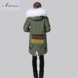 2016 Top Selling Unique Design Fashion Faux Fur Lined With Raccoon Fur Collar Women Parka