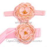 Satin Flower Sash Matching Baby Headband Gold Layered Flower Sash Belt Flowergirl Headband thumbnail-2
