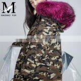 2016 Hot Sell Chinese Military Big Raccoon Fur Collar Parka Real Fox Fur Linling Camouflage Coat Women Winter Parka thumbnail-2