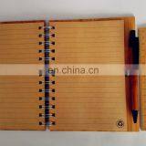 Natural Genuine Bamboo Spiral 70sheets Notebook Orgnizer Set With Bamboo Ball Pen and Ruler thumbnail-4
