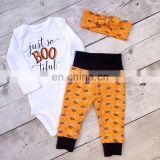 Baby Boy Girl Clothes Set Romper Pant Hat For Halloween Holiday Festival Autumn Baby Boo 3PCS Baby Outfit Sets